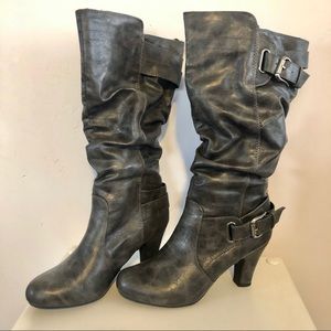 Womenś Knee High Heel Boots Synthetic Leather.
